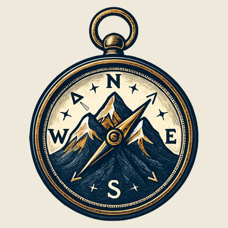 Compass on mountain background - skiing - hiking