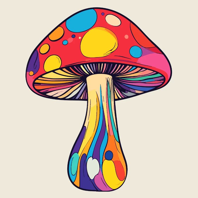 Colorful Toadstool Psychedelic Rainbow Mushroom