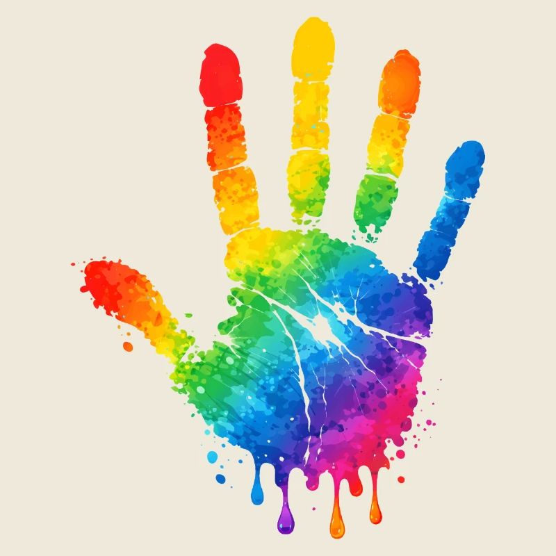 Motif aquarelle colorée à empreintes de main