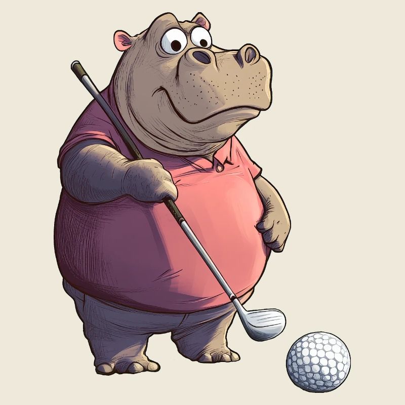 Nilpferde Golf / Golfer Nilpferd