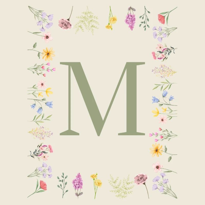 Initiale M Blumen Monogramm