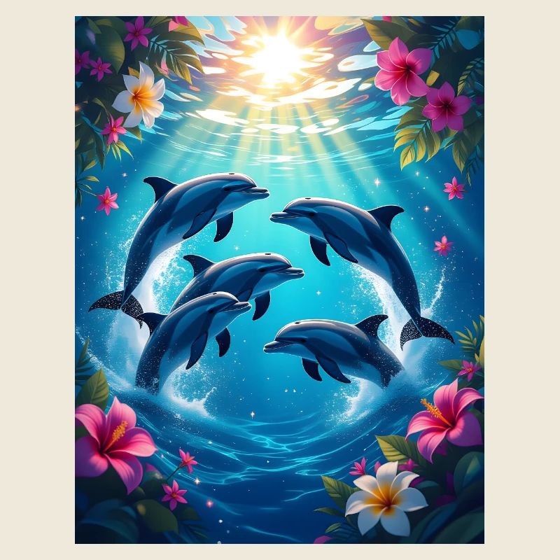 Trapical Floral Dolphins Ästhetik