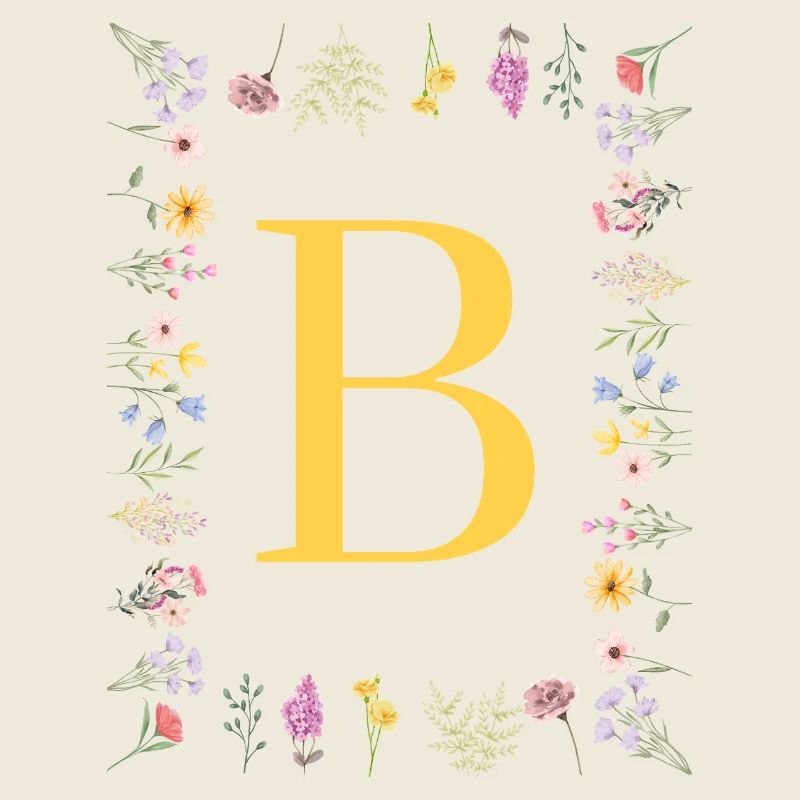Initiales florales « B », monogramme de lettres