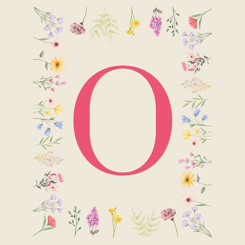 Florale Initialen "O", Buchstaben Monogramm 