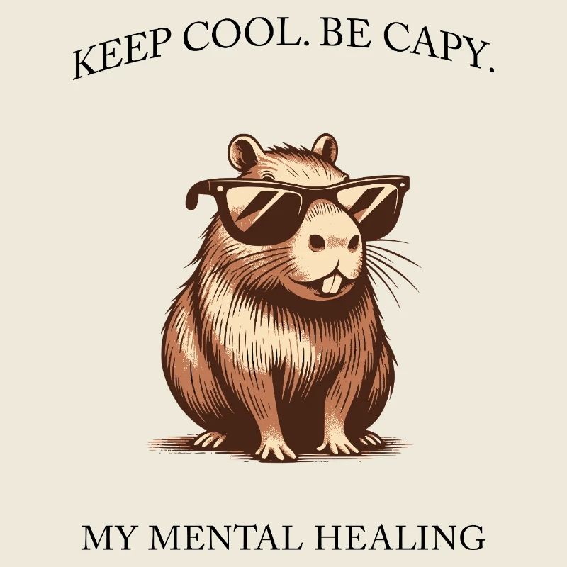 Capybara- Keep Cool, Be Capy - Minimalist Design