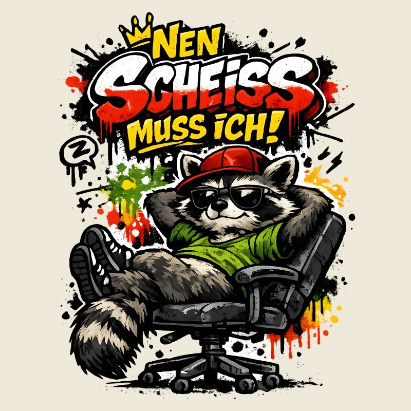 Nen Scheiss muss ich Lustiger Waschbär Spruch 