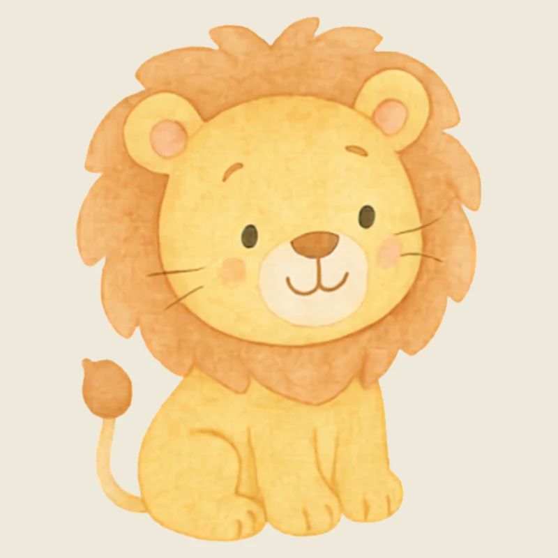 Mignon petit lion à l’aquarelle
