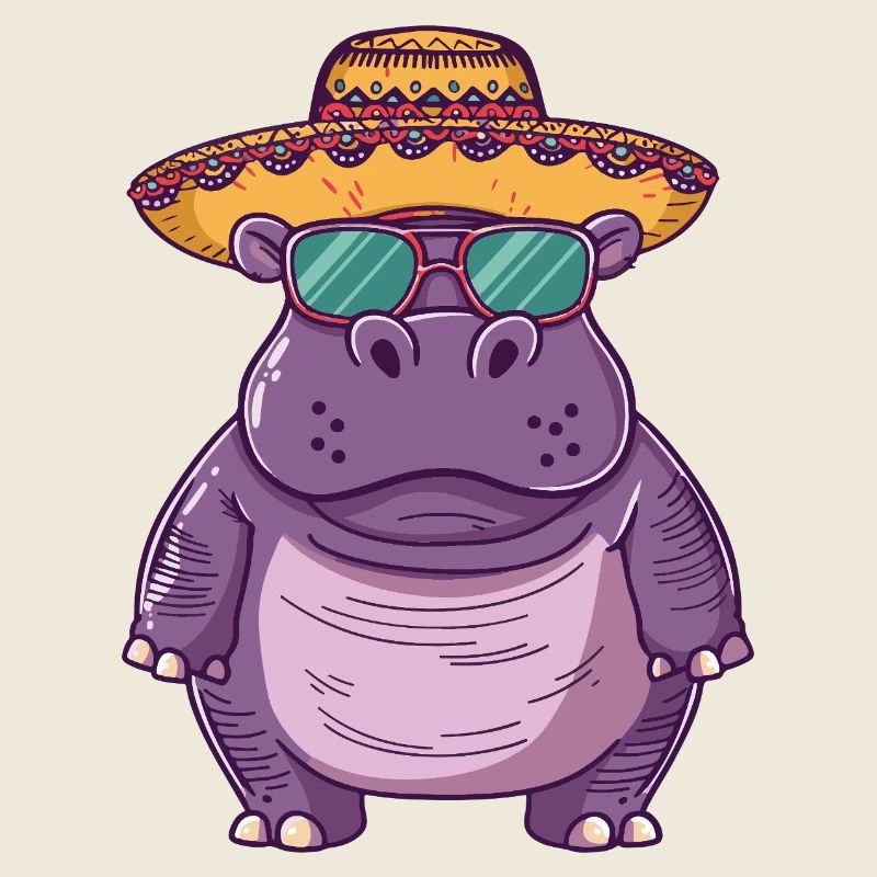 Nilpferd Lustig Sombrero
