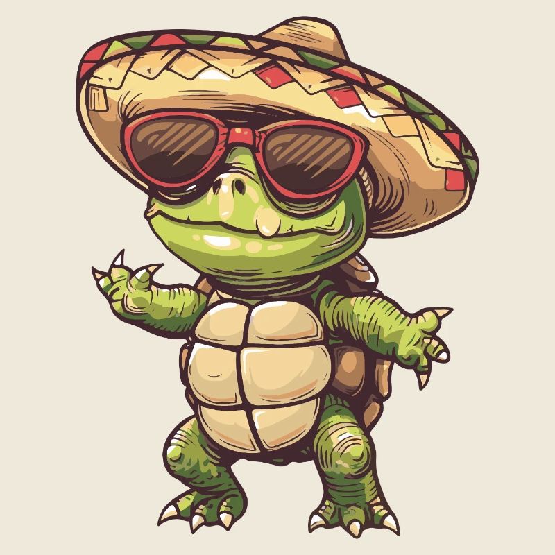 Schildkröte Comic Lustig Sombrero