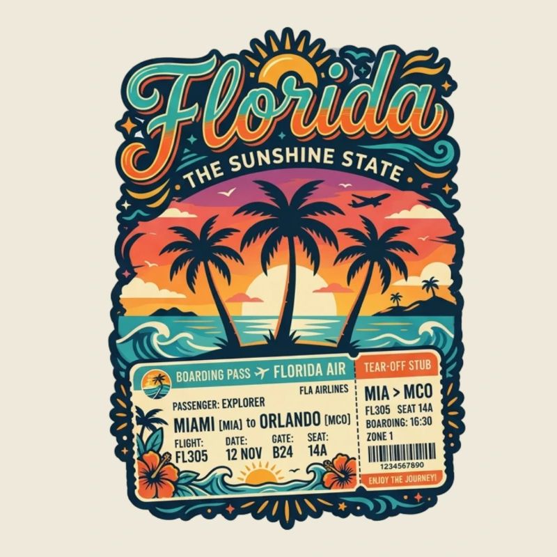 Florida Sunshine State – Boarding Pass Travel Design