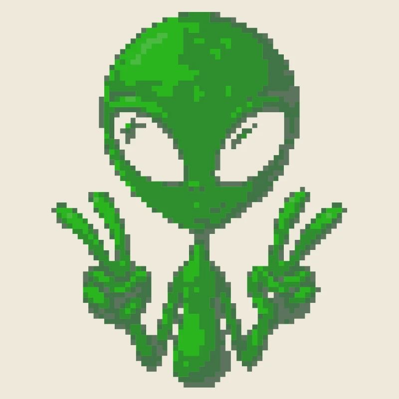 Pixel Alien Friedenszeichen