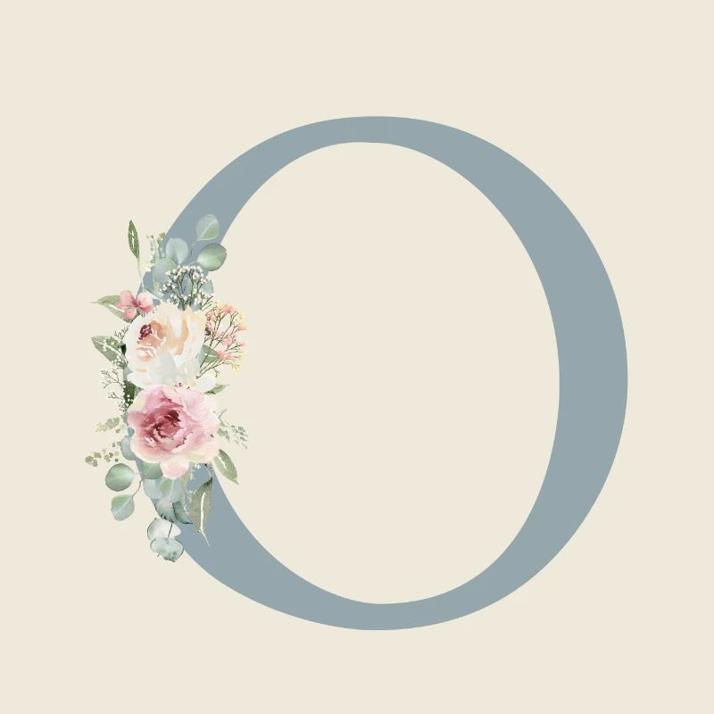O| Monogramme | Eucalyptus Pastel Fleur Bleu