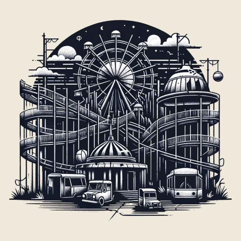 Parc d'attractions déserté : Urbex Vector Art