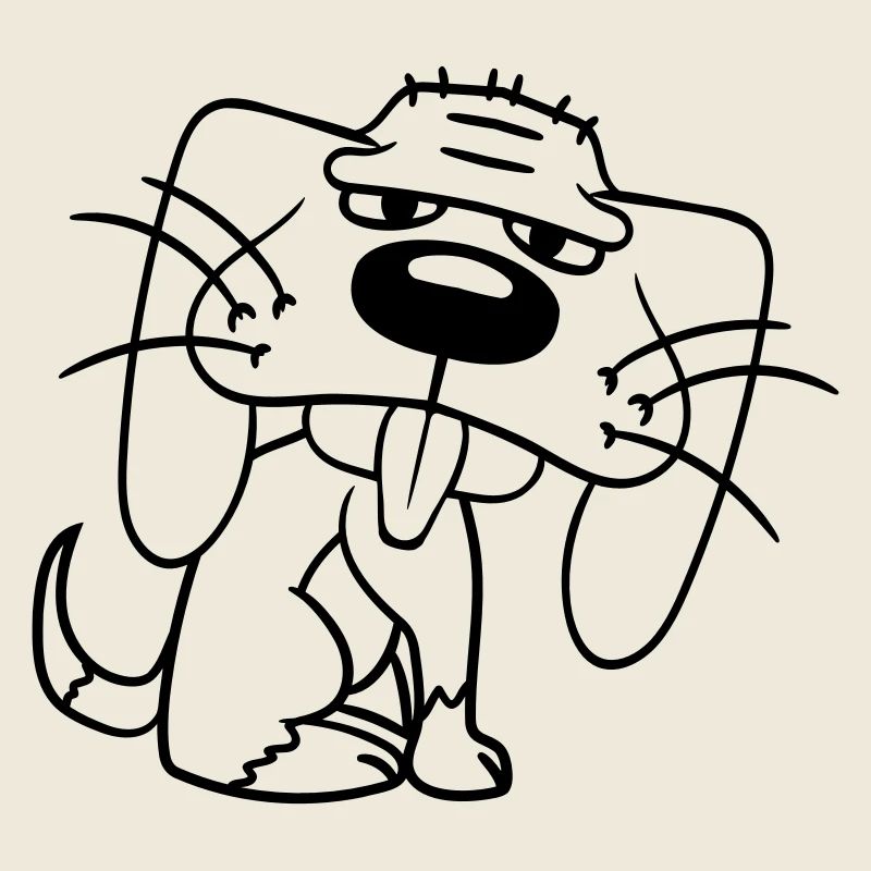 Dog Sitting Funny Cute Sticking Tongue Out Comic