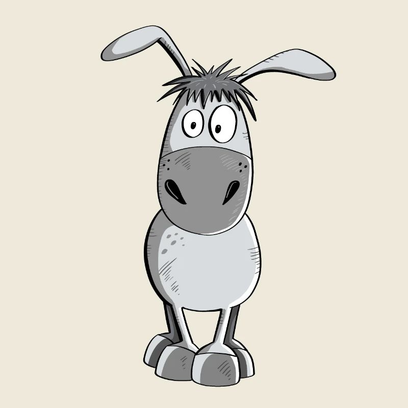 Witziger Grauer Esel - Tiere - Comic