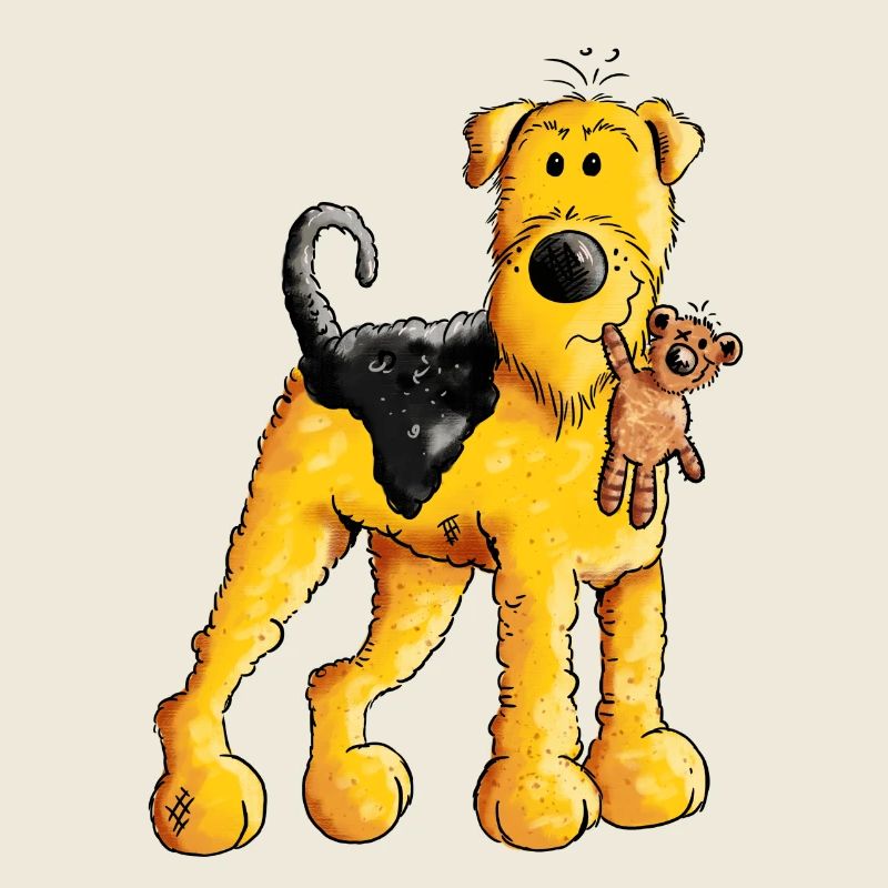 Lustiger Airedale Terrier mir Teddy