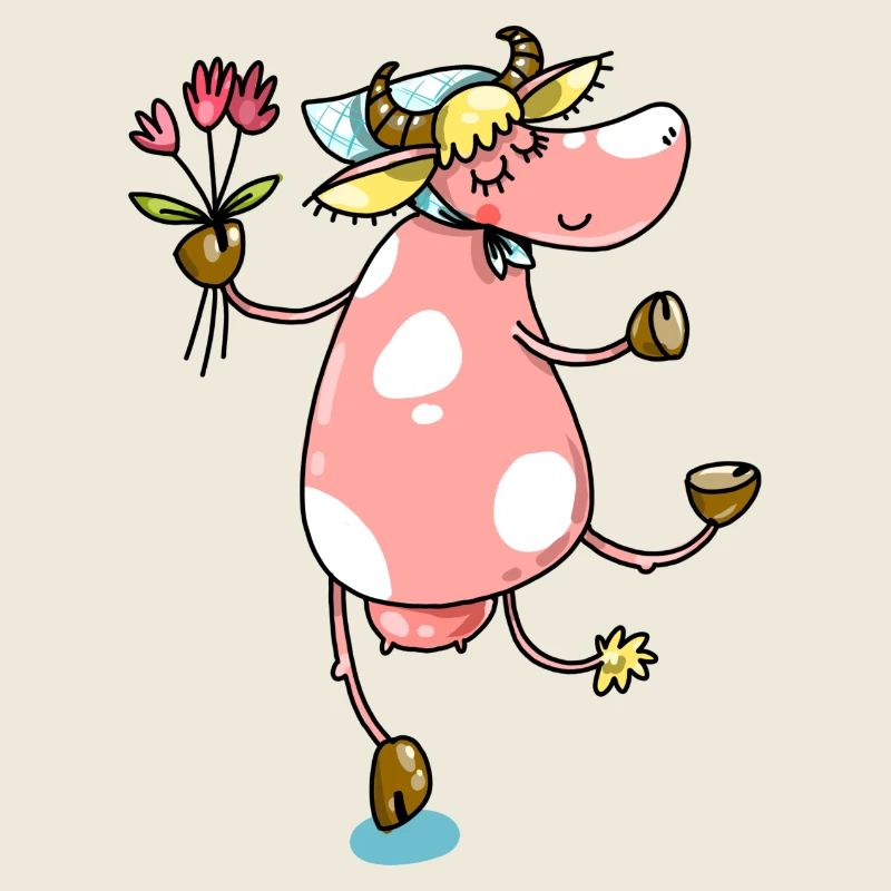 Bauernkuh mit Blumen Süßes Design