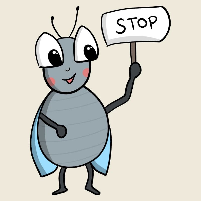 Fliege mit STOP Schild