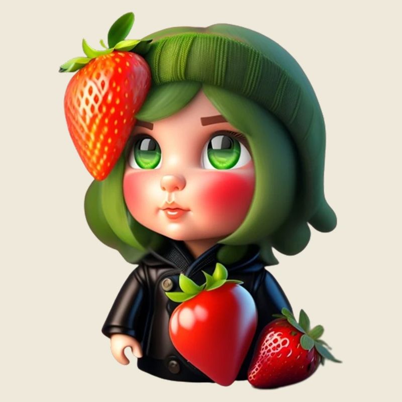 Puppe mit Erdbeeren