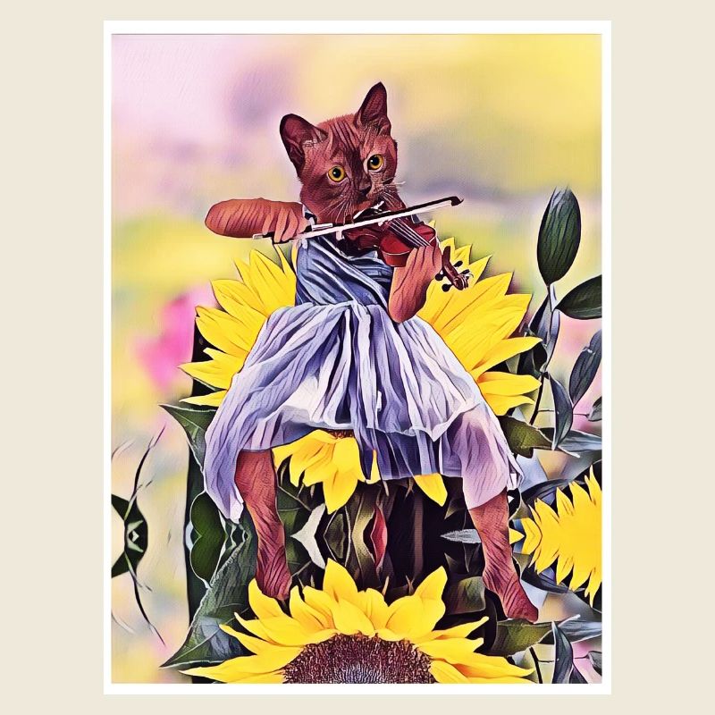 Chat violoniste sur Tournesol
