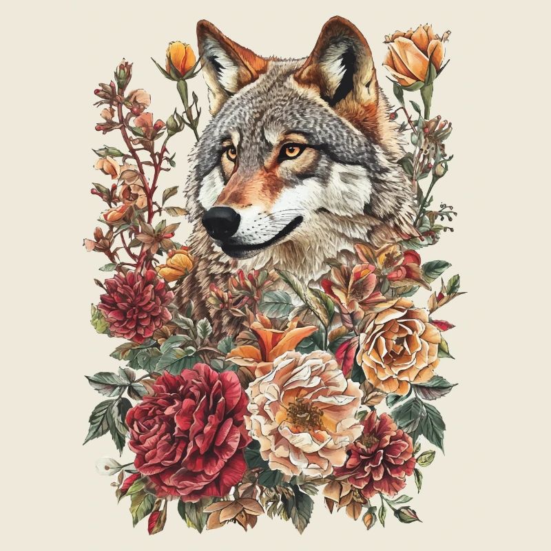 Wolf und Blumen