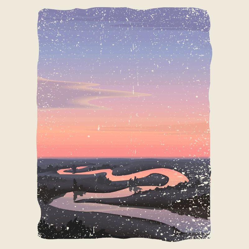 Rivière reflétée dans le coucher du soleil