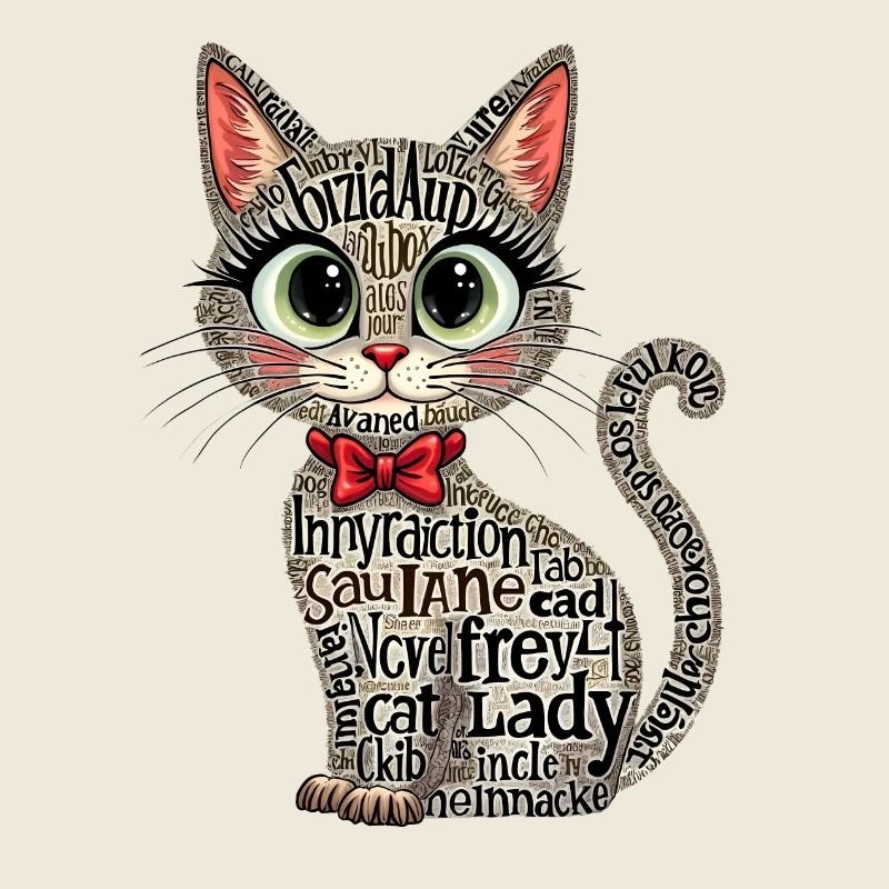 DAME AUX CHATS, ART DU TEXTE, TYPOGRAPHIE