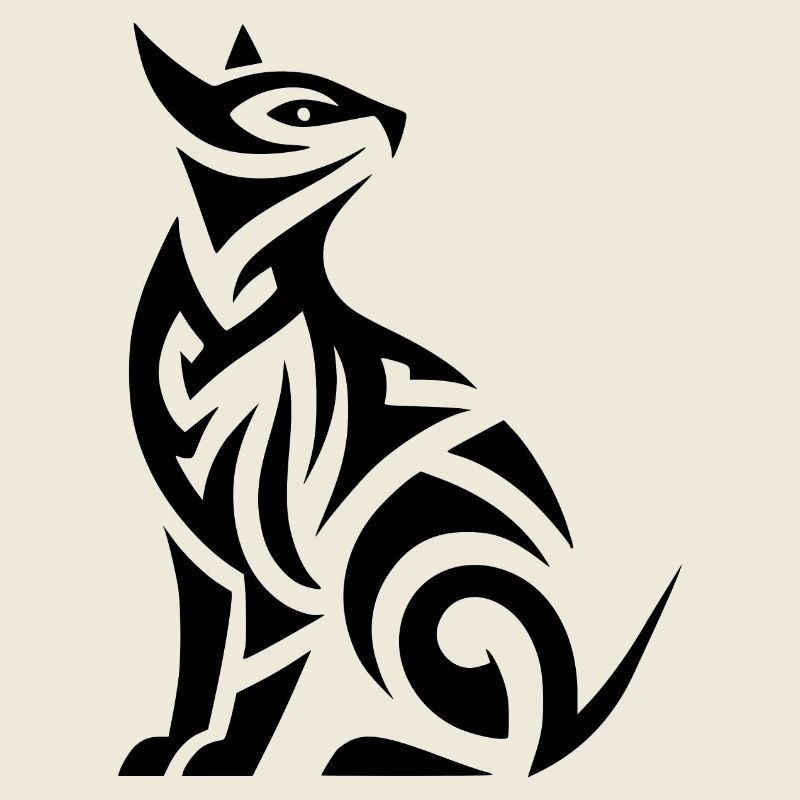 Tribal tattoo cats with powerful patterns