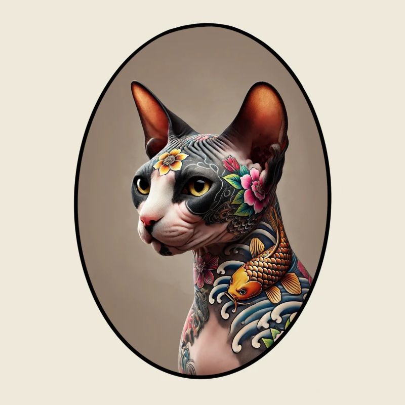 Chat Sphynx Tatoué