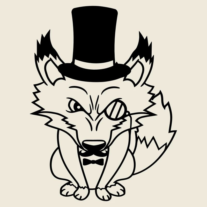 Fuchs Rotfuchs Sir Mr. Zylinder Hut Monokel Brille