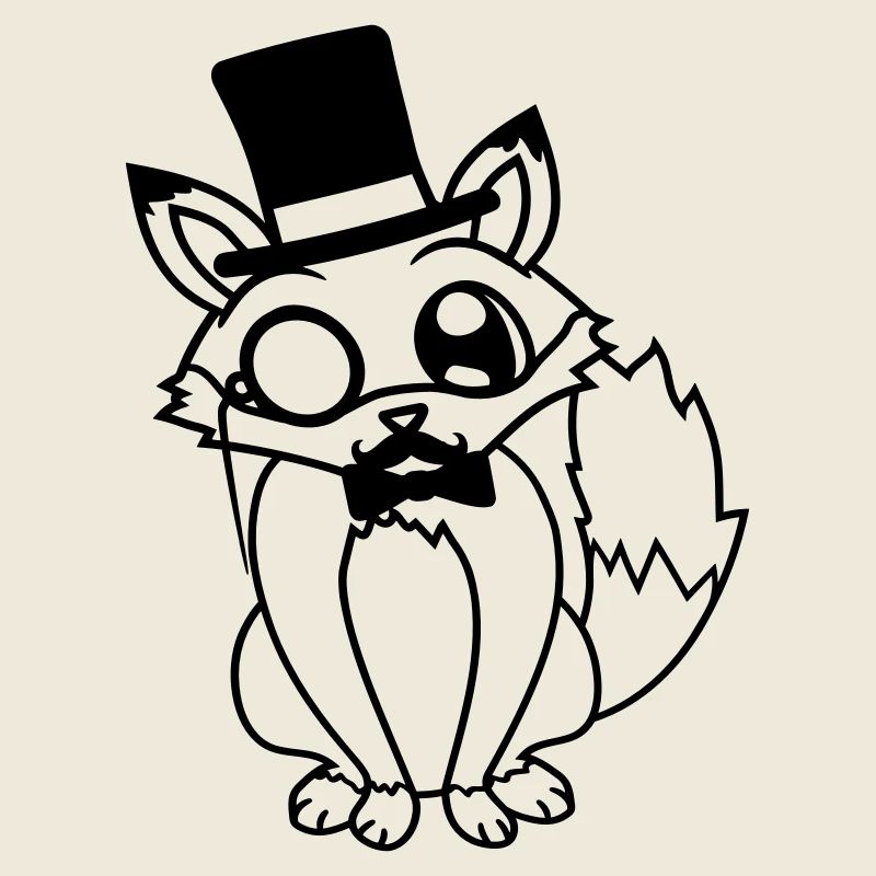 Fuchs Rotfuchs Sir Mr. Zylinder Hut Monokel Brille