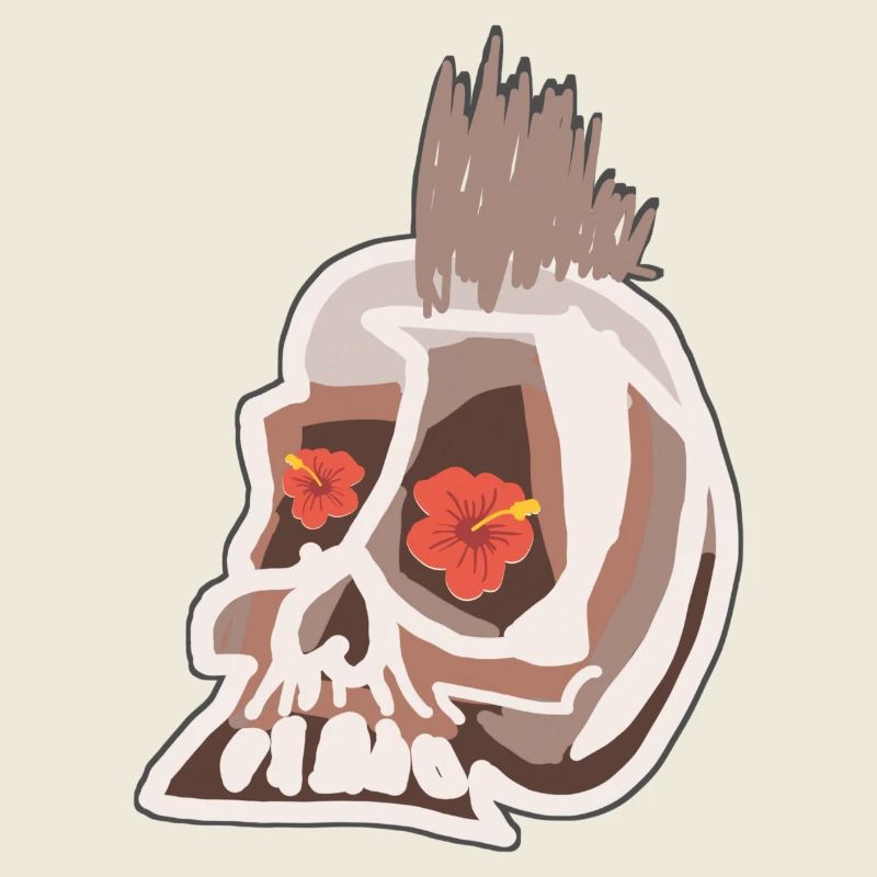 Crâne punk avec des fleurs