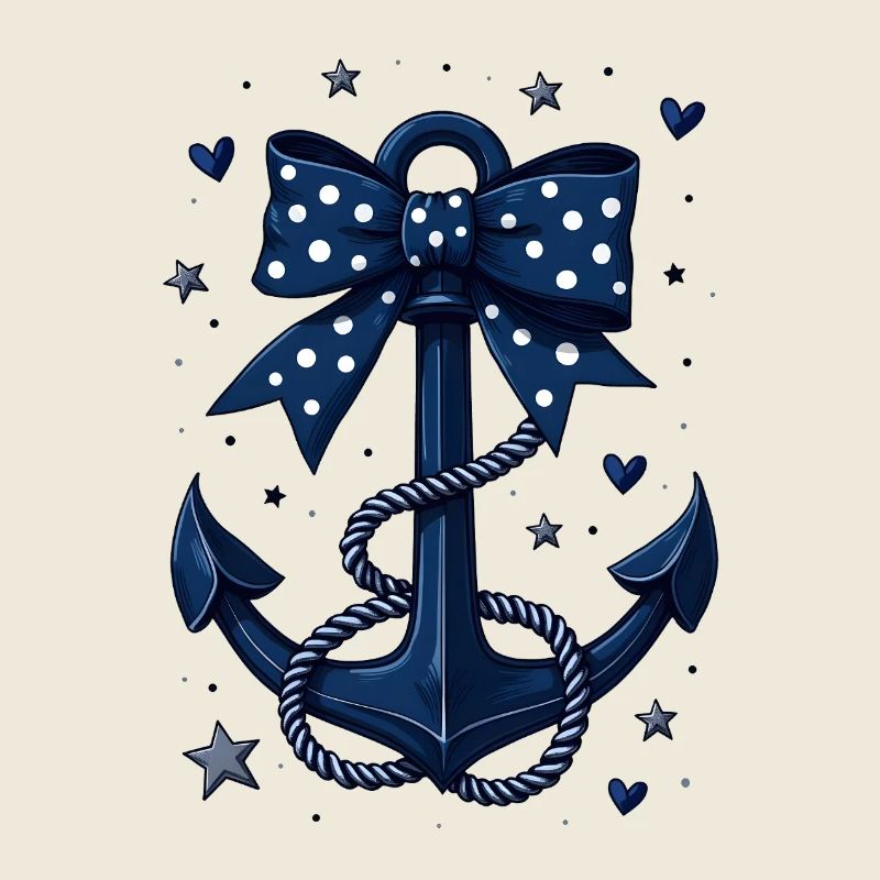 Blue anchor with dotted bow