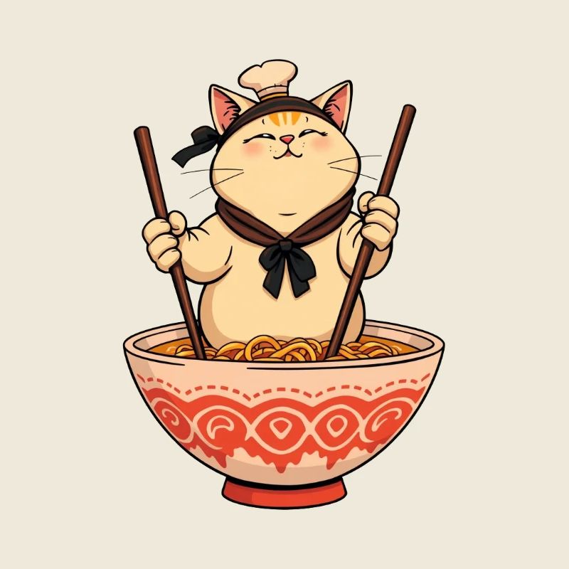 Sushi Cat – Drôle de chat de chef de nouilles !