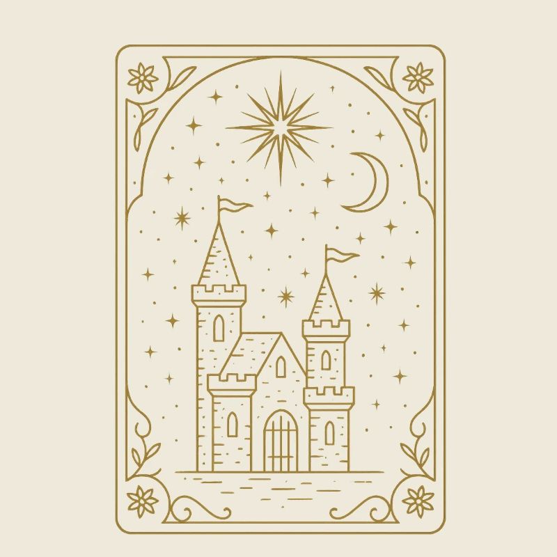 Tarot Card Castle Tower Night