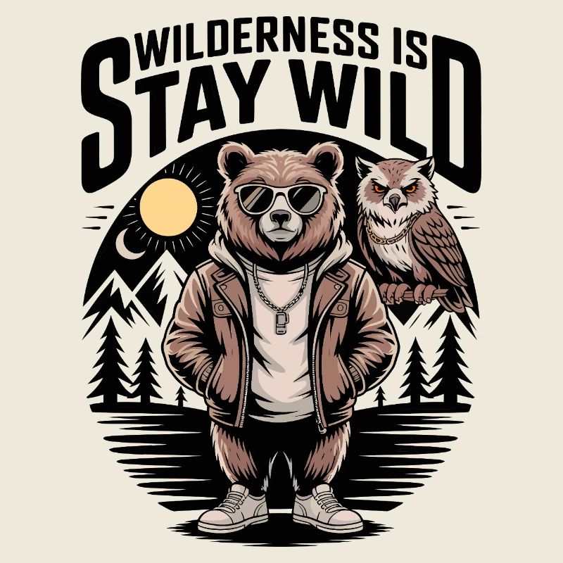 Wilderness Is Stay Wild Bear Owl
