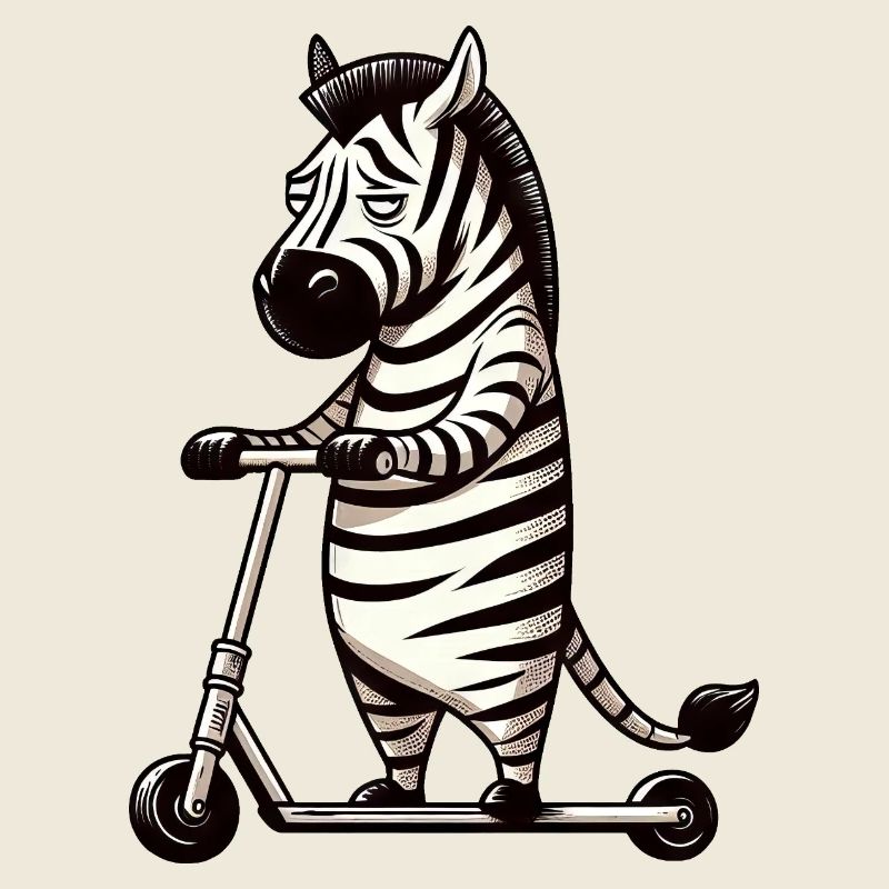 Witziges Zebra Roller Scooter Langeweile Cartoon