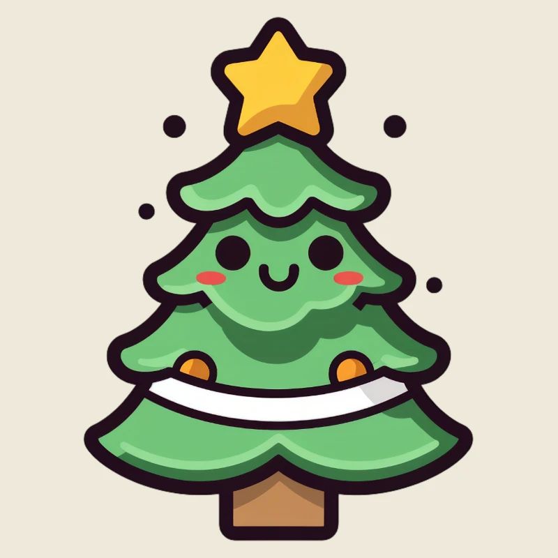 Kawaii Weihnachtsbaum Illustration