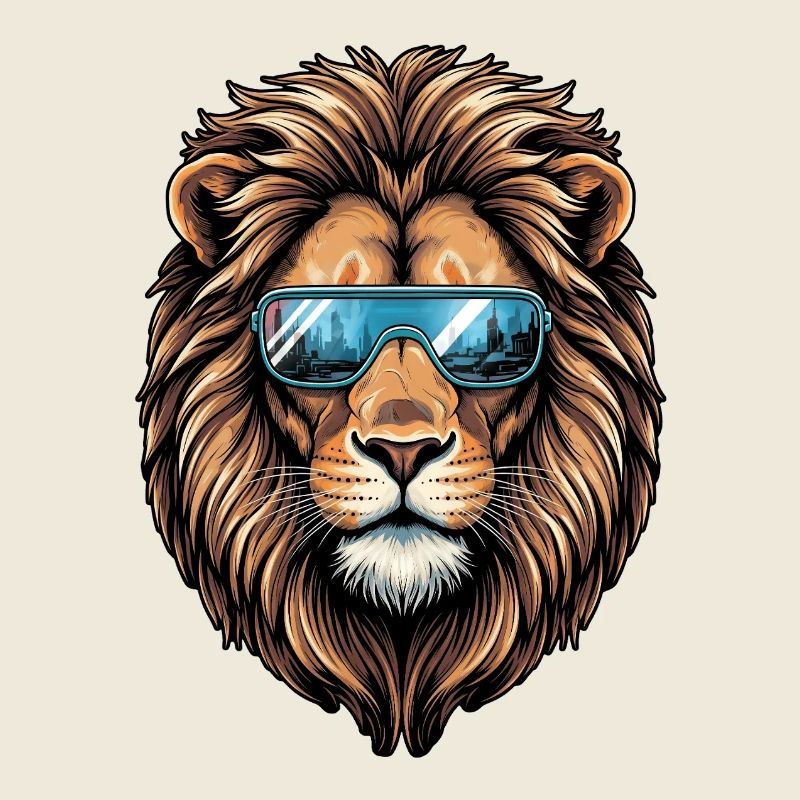 Lion avec lunettes de soleil