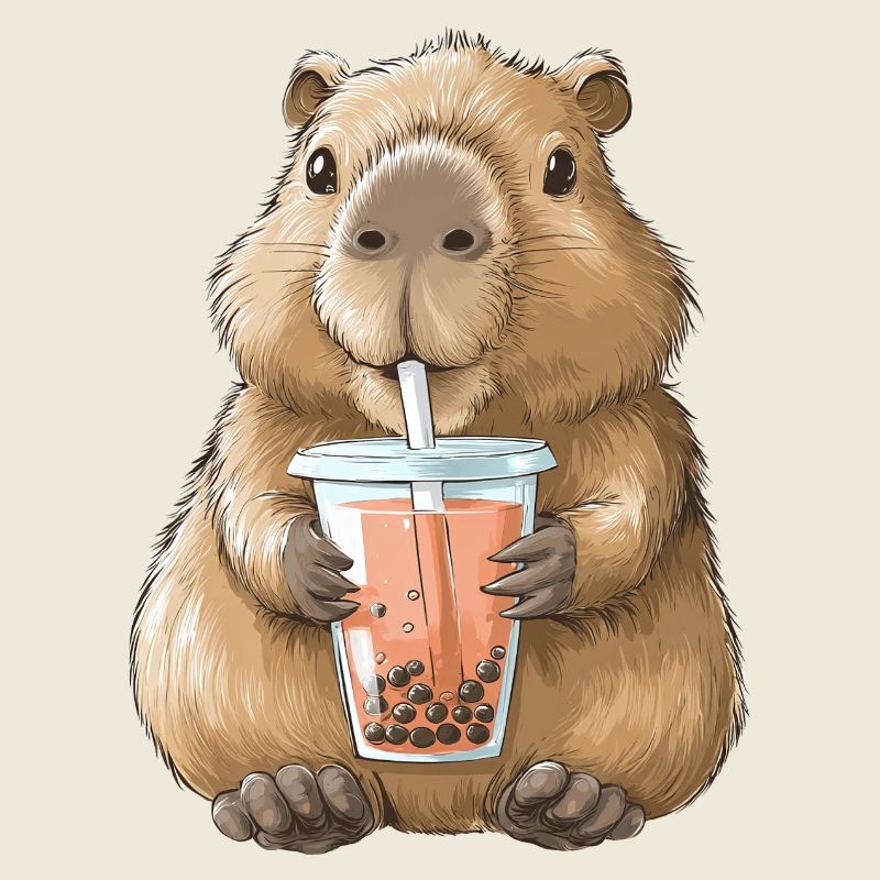 Süßes Anime Capybara Bubble Tea Boba Tea 