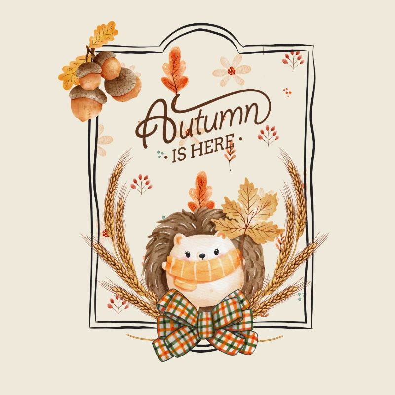 Herbst Igel Blätter Rahmen