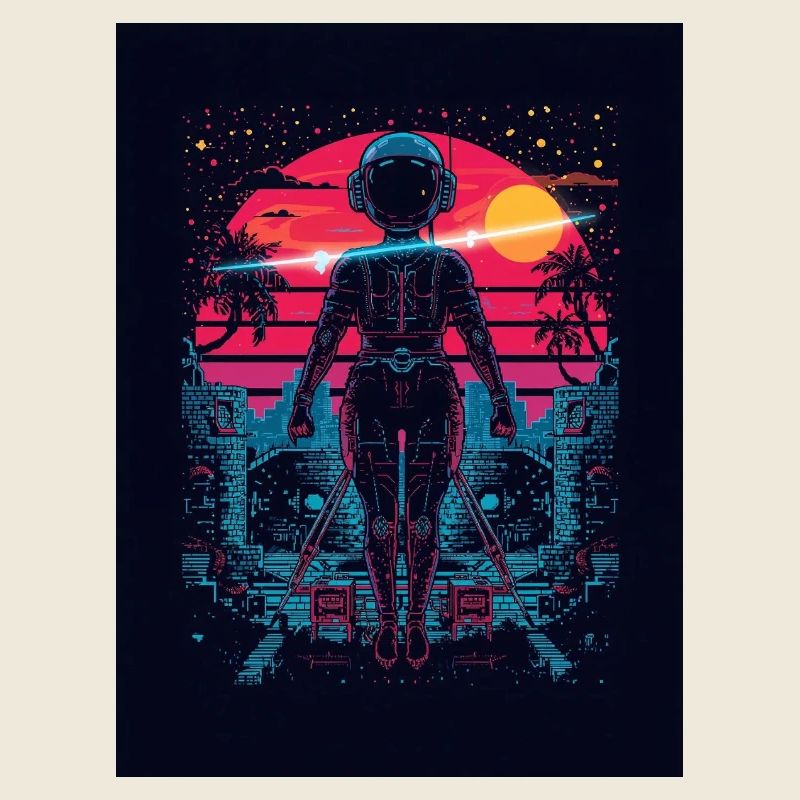 Astronaut Neon Sunset