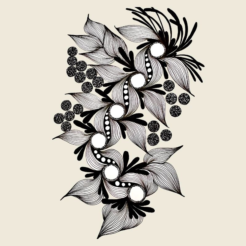 Spirale de fleurs noires et blanches