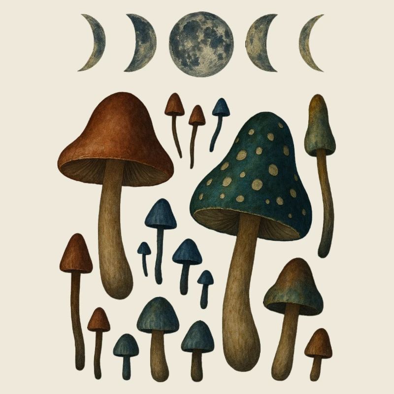 Phases de lune et motifs de champignons