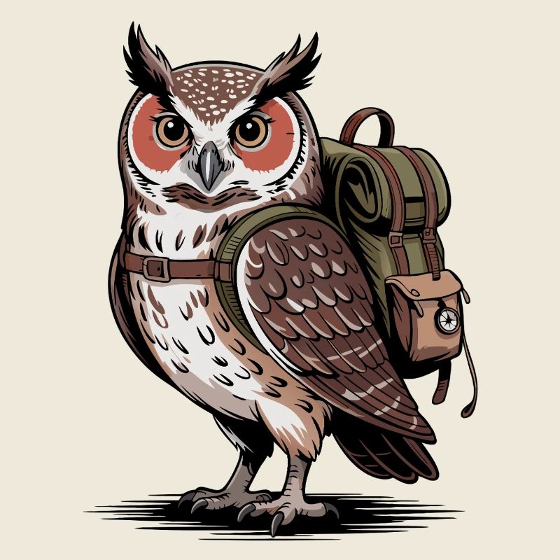 Eule mit Rucksack