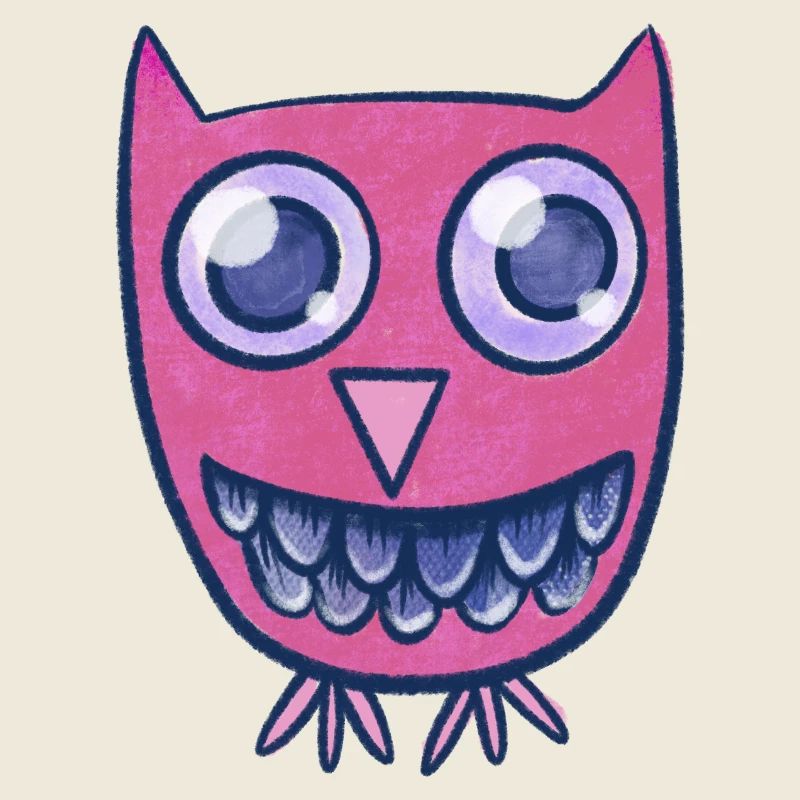 Pink  Owl Cartoon