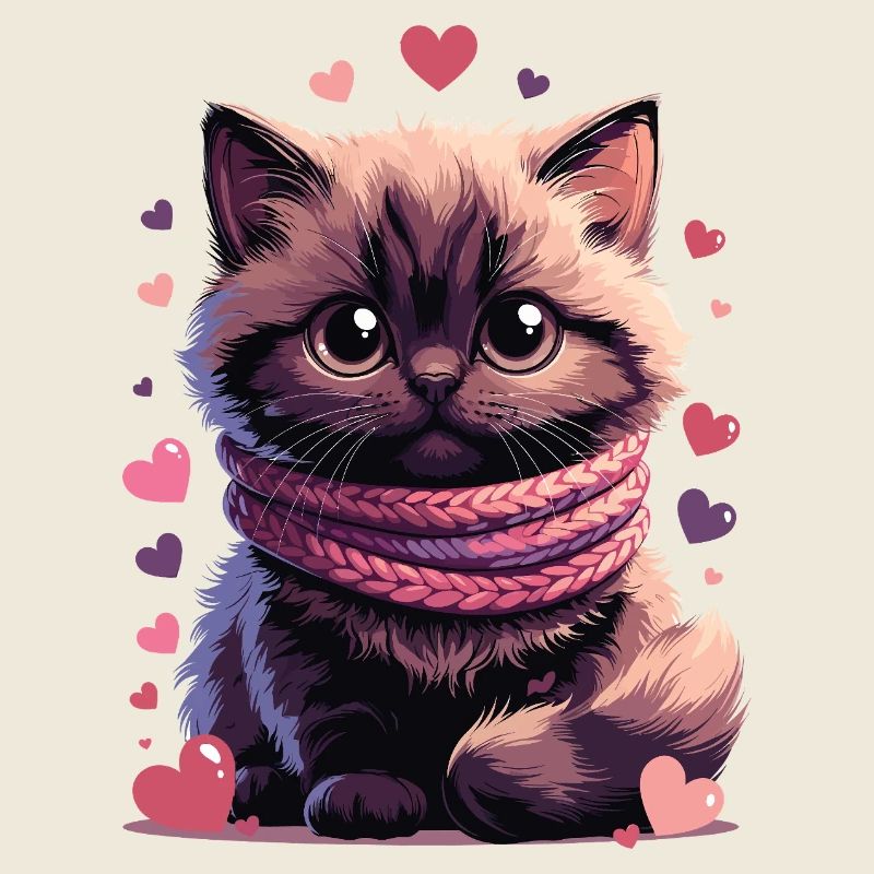 Chaton douillet écharpe rose