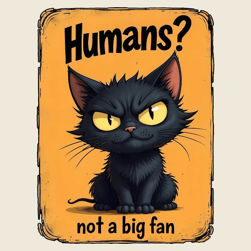 Not a Big Fan – Grumpy Black Cat 
