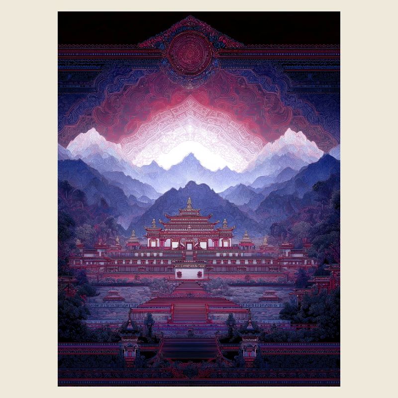 Psy Art - Pagode in Berglandschaft