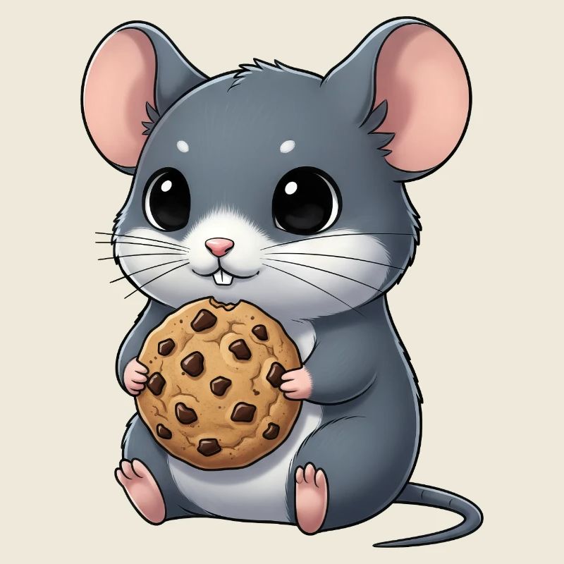 Souris mignonne avec biscuits Cookie Snacking dessin animé